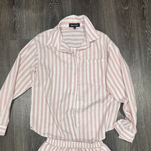 New Look Blush and White Striped Blouse